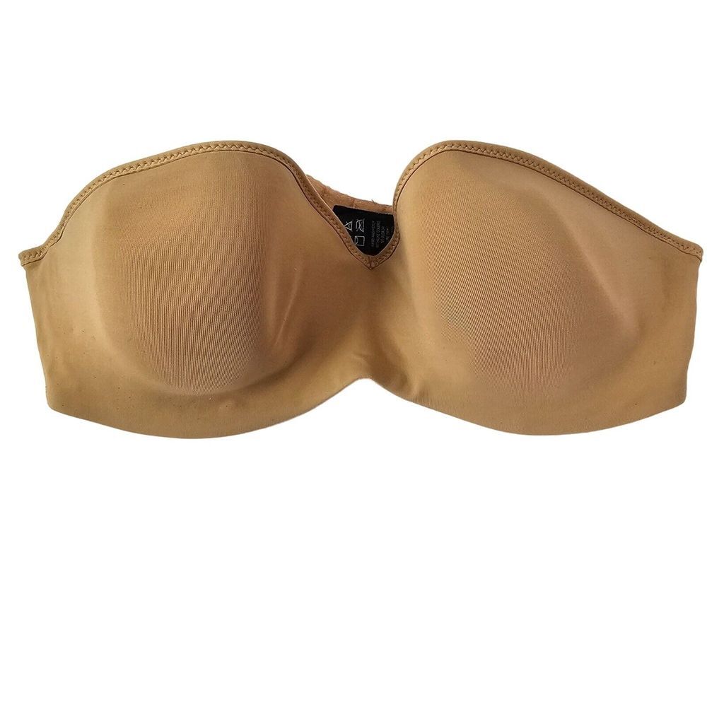 Le Mystere Strapless Unpadded Bra Beige 32C French Lingerie L'Image